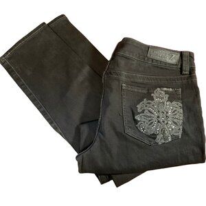 Black Wash Jeans w/ Rhinestone Embellishments